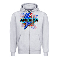 America With Lightning Bolt Zipper Hoodie | Teevron
