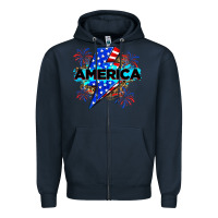 Navy America with lightning bolt Zipper Hoodie - Zillion Design Studio
