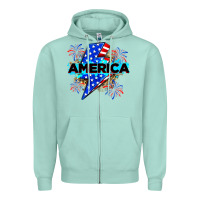 Seafoam America with lightning bolt Zipper Hoodie - Zillion Design Studio