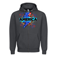 Smoke America with lightning bolt Zipper Hoodie - Zillion Design Studio