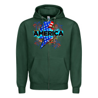 Sports Green America with lightning bolt Zipper Hoodie - Zillion Design Studio
