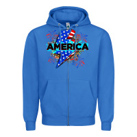 True Royal America with lightning bolt Zipper Hoodie - Zillion Design Studio
