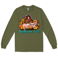 Army Green Welcome fall pigs Long Sleeve Tee - RanaPortraitStore