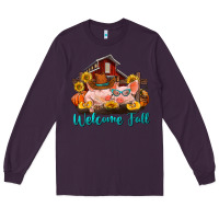 Plum Welcome fall pigs Long Sleeve Tee - RanaPortraitStore