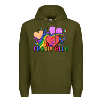 Army Green proud ally Premium Hoodie - MaliasSmallBusiness