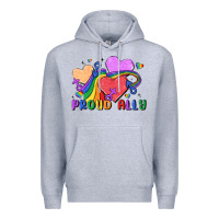 Heather Grey proud ally Premium Hoodie - MaliasSmallBusiness