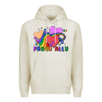 Oatmeal Heather proud ally Premium Hoodie - MaliasSmallBusiness