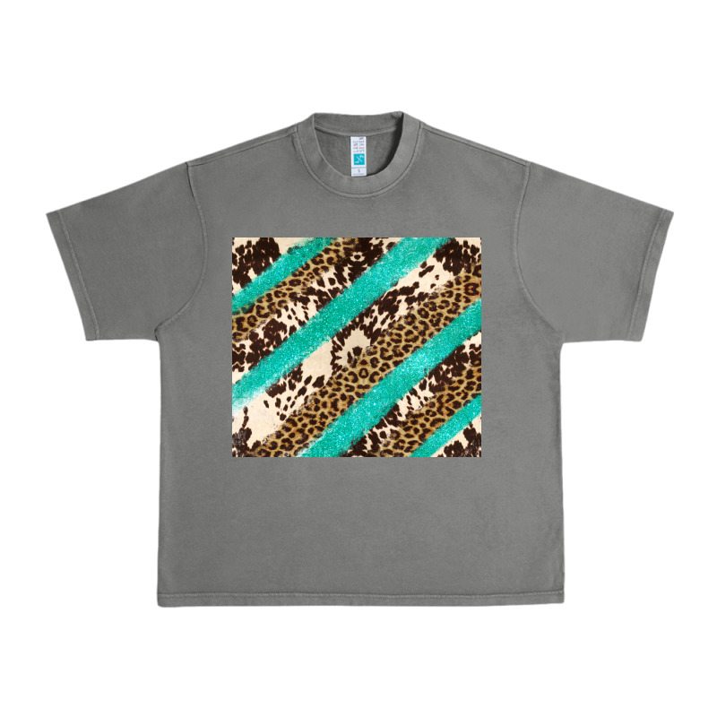 Turquoise Glitter Leopard And Cowhide Urban Heavy Tee by Artiststas | Teevron
