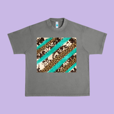 Turquoise Glitter Leopard And Cowhide Urban Heavy Tee Designed By Artiststas