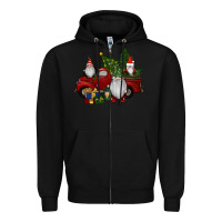 Black christmas gnomes with truck Zipper Hoodie - RanaPortraitStore