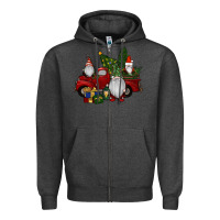 Charcoal Heather christmas gnomes with truck Zipper Hoodie - RanaPortraitStore