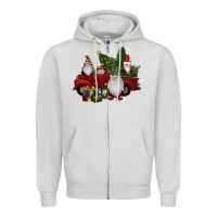 Dove Grey christmas gnomes with truck Zipper Hoodie - RanaPortraitStore