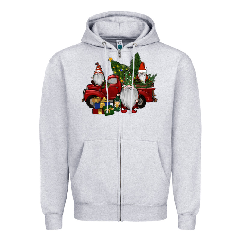Christmas Gnomes With Truck Zipper Hoodie by RanaPortraitStore | Teevron