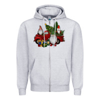 Heather Grey christmas gnomes with truck Zipper Hoodie - RanaPortraitStore