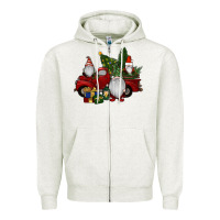 Oatmeal Heather christmas gnomes with truck Zipper Hoodie - RanaPortraitStore
