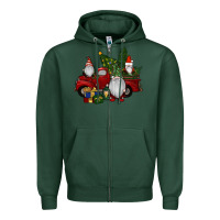 Sports Green christmas gnomes with truck Zipper Hoodie - RanaPortraitStore