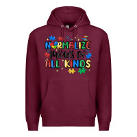 Burgundy normalize minds of all kinds Premium Hoodie - MaliasSmallBusiness