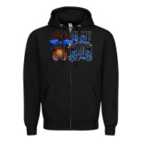Black in my cheer mom era afro messy bun Zipper Hoodie - texasbilliewilder