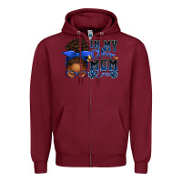 Burgundy in my cheer mom era afro messy bun Zipper Hoodie - texasbilliewilder
