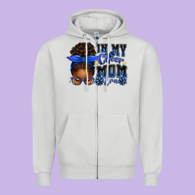 In My Cheer Mom Era Afro Messy Bun Zipper Hoodie Designed By Texasbilliewilder