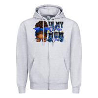 Heather Grey in my cheer mom era afro messy bun Zipper Hoodie - texasbilliewilder