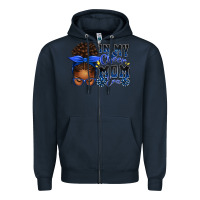 Navy in my cheer mom era afro messy bun Zipper Hoodie - texasbilliewilder