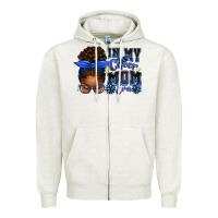 Oatmeal Heather in my cheer mom era afro messy bun Zipper Hoodie - texasbilliewilder