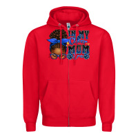 Red in my cheer mom era afro messy bun Zipper Hoodie - texasbilliewilder