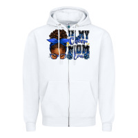 White in my cheer mom era afro messy bun Zipper Hoodie - texasbilliewilder