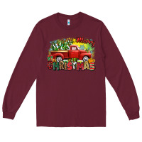 Burgundy merry christmas truck Long Sleeve Tee - Zillion Design Studio