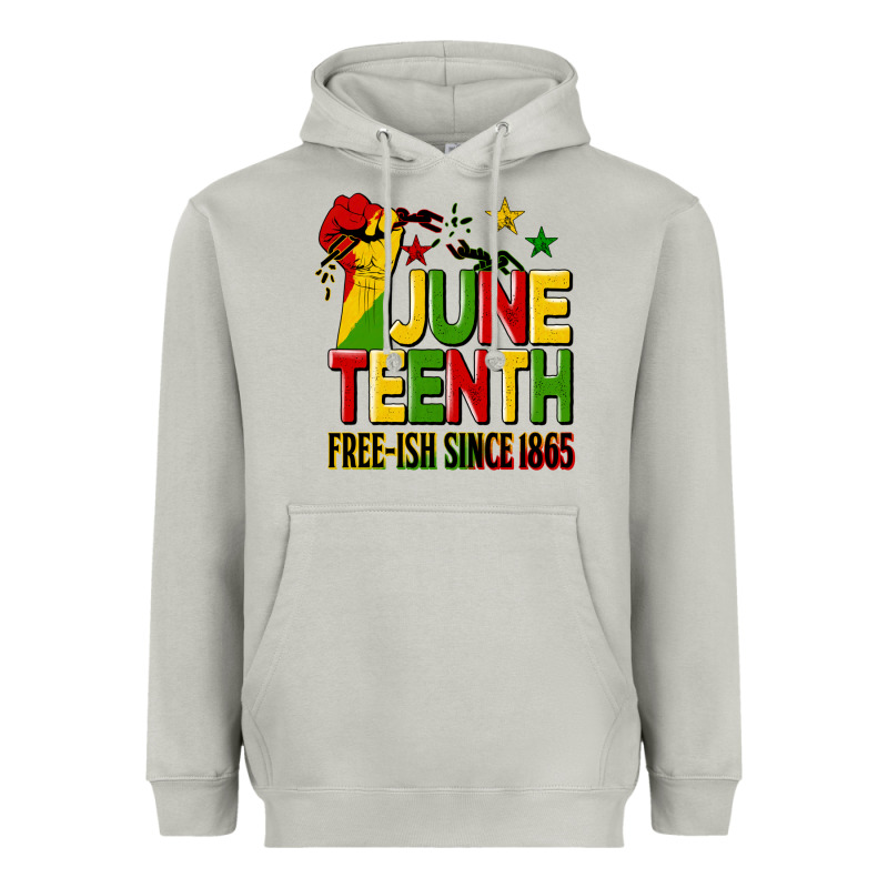 Juneteenth Fist Free Ish Since 1865 Heavyweight Hoodie by HRA Design Shop | Teevron