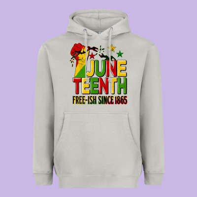 Juneteenth Fist Free Ish Since 1865 Heavyweight Hoodie Designed By Hra Design Shop