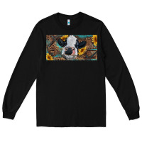 Black Baby cow with sunflower and leopard Long Sleeve Tee - RanaPortraitStore