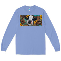 Colony Blue Baby cow with sunflower and leopard Long Sleeve Tee - RanaPortraitStore