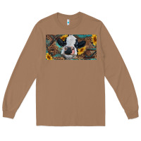 Toasted Coconut Baby cow with sunflower and leopard Long Sleeve Tee - RanaPortraitStore