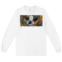 White Baby cow with sunflower and leopard Long Sleeve Tee - RanaPortraitStore