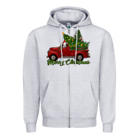 Heather Grey merry christmas baby sheep trees with truck Zipper Hoodie - RanaPortraitStore