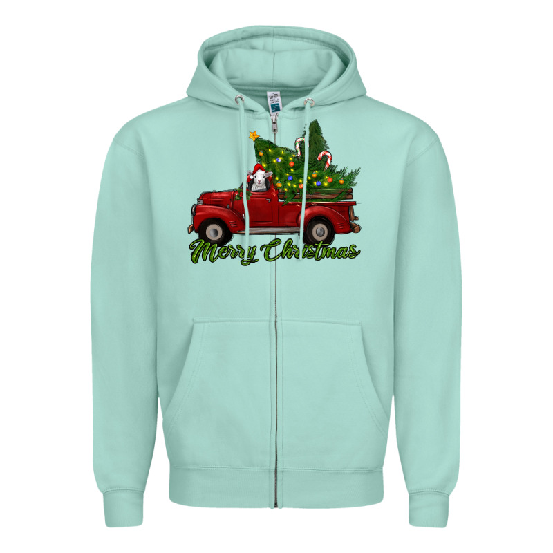 Merry Christmas Baby Sheep Trees With Truck Zipper Hoodie by RanaPortraitStore | Teevron