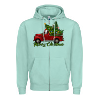 Seafoam merry christmas baby sheep trees with truck Zipper Hoodie - RanaPortraitStore