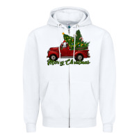 White merry christmas baby sheep trees with truck Zipper Hoodie - RanaPortraitStore