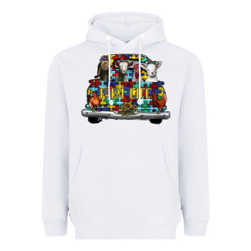 Farm Life Truck Autism Heavyweight Hoodie by CowhideDigitalArt | Teevron
