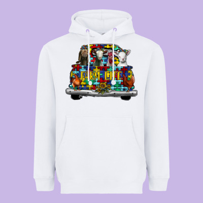 Farm Life Truck Autism Heavyweight Hoodie Designed By Cowhidedigitalart