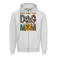 Dove Grey kinda busy being a dog mom Zipper Hoodie - texasbilliewilder
