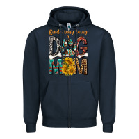 Navy kinda busy being a dog mom Zipper Hoodie - texasbilliewilder