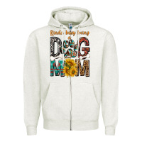 Oatmeal Heather kinda busy being a dog mom Zipper Hoodie - texasbilliewilder