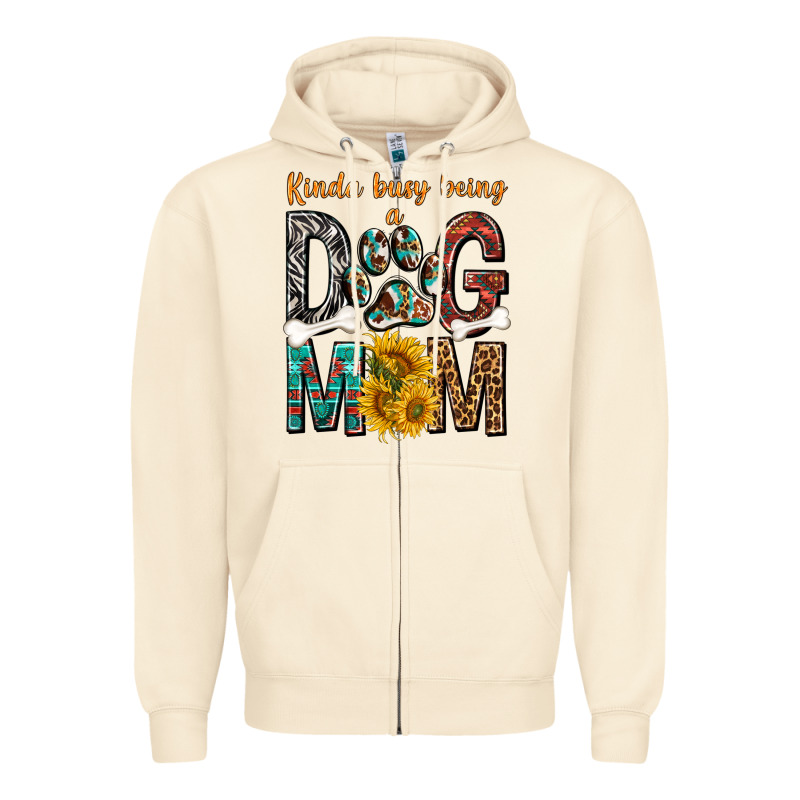 Kinda Busy Being A Dog Mom Zipper Hoodie by texasbilliewilder | Teevron