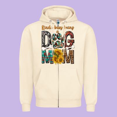 Kinda Busy Being A Dog Mom Zipper Hoodie Designed By Texasbilliewilder