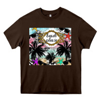 Chocolate Brown Beach Please Heavy Core Tee - CowhideDigitalArt