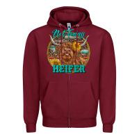 Burgundy Highland Heifer Western Zipper Hoodie - RanaPortraitStore