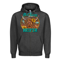 Charcoal Heather Highland Heifer Western Zipper Hoodie - RanaPortraitStore